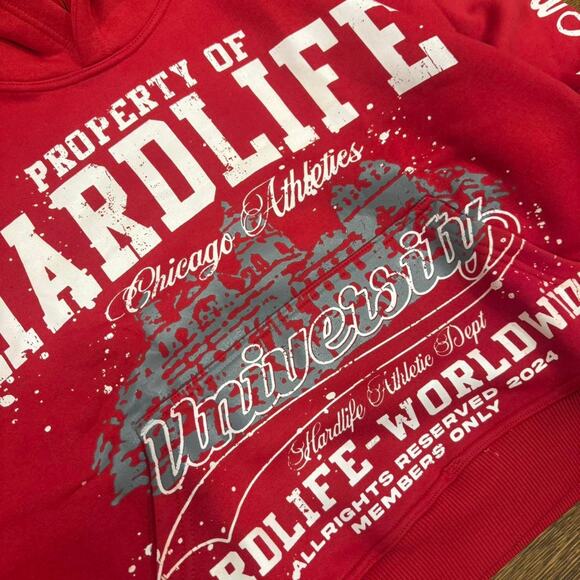 (S) Hardlife University Hoodie - Red (New with TAGS) - Picture 2 of 6